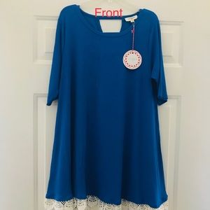 Umgee Royal Blue White Lace Trim Tunic